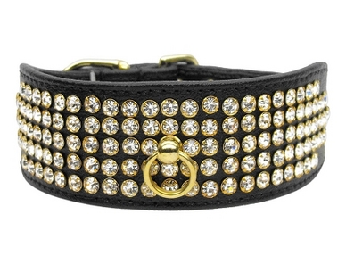 5 Row Diamante Bling Collar - Black